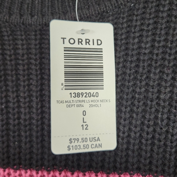 NWT TORRID Multi Stripe Women's Size 0 (12/L) Long Sleeve Knit Sweater Dress - Picture 13 of 13